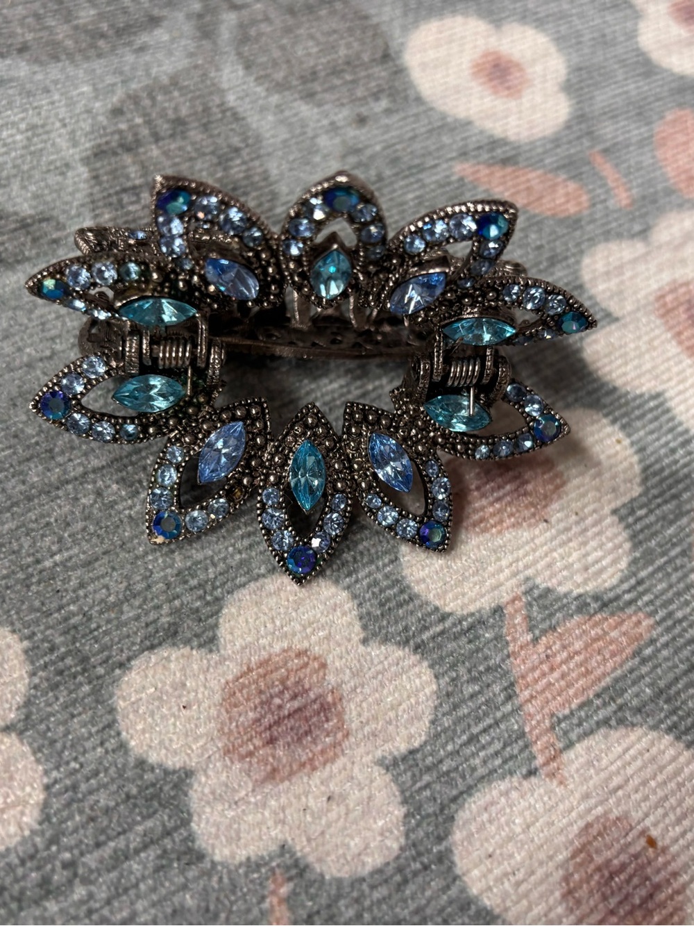 2 for $25 - Blue Crystal Floral Hair Claw Clip